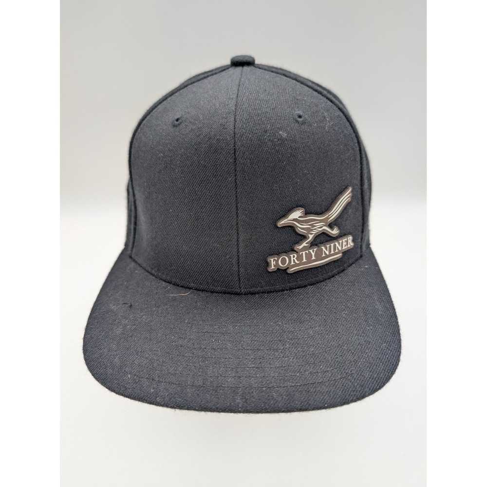 Branded Bills Forty Niner Roadrunner Snapback Hat Black Flat Bill High Crown Cap